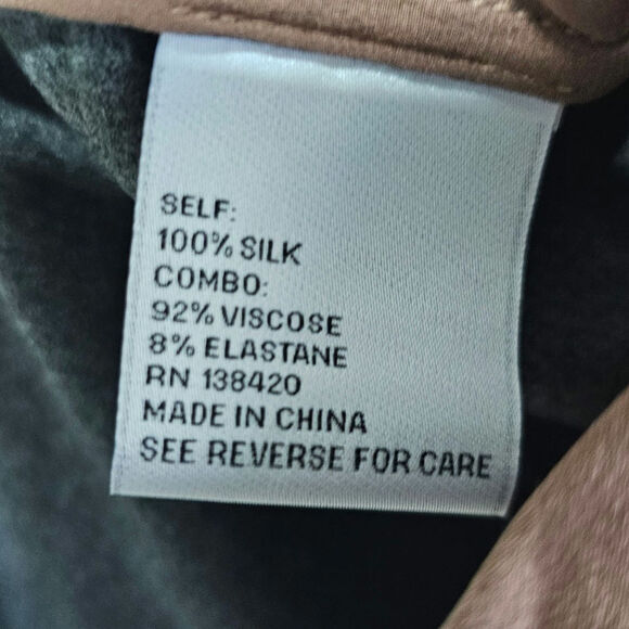 Per Se by Carlisle 100% Silk Button-Up Top Women's Size 4 Brown Gray Long Sleeve - Picture 4 of 5